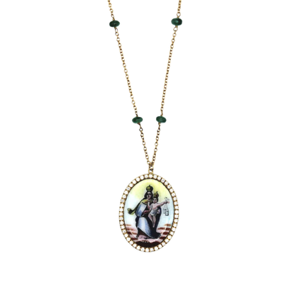 OUR LADY OF MOUNT CARMEL NECKLACE - GOLD AND DIAMONDS