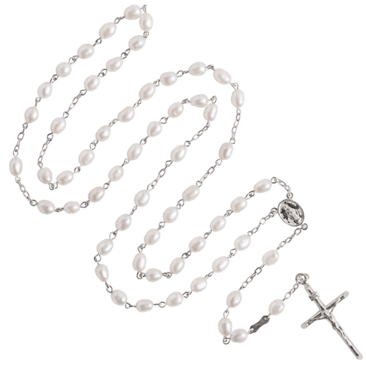 PEARL ROSARY - SILVER