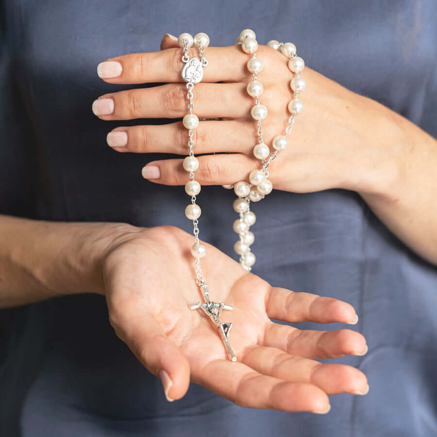 PEARL ROSARY - METAL