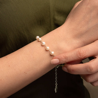 PEARL ROSARY BRACELET - SILVER