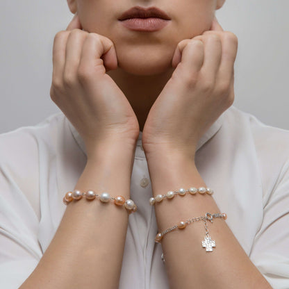 PEARL ROSARY BRACELET - SILVER