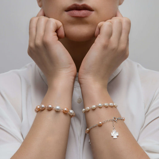 PEARL ROSARY BRACELET - SILVER