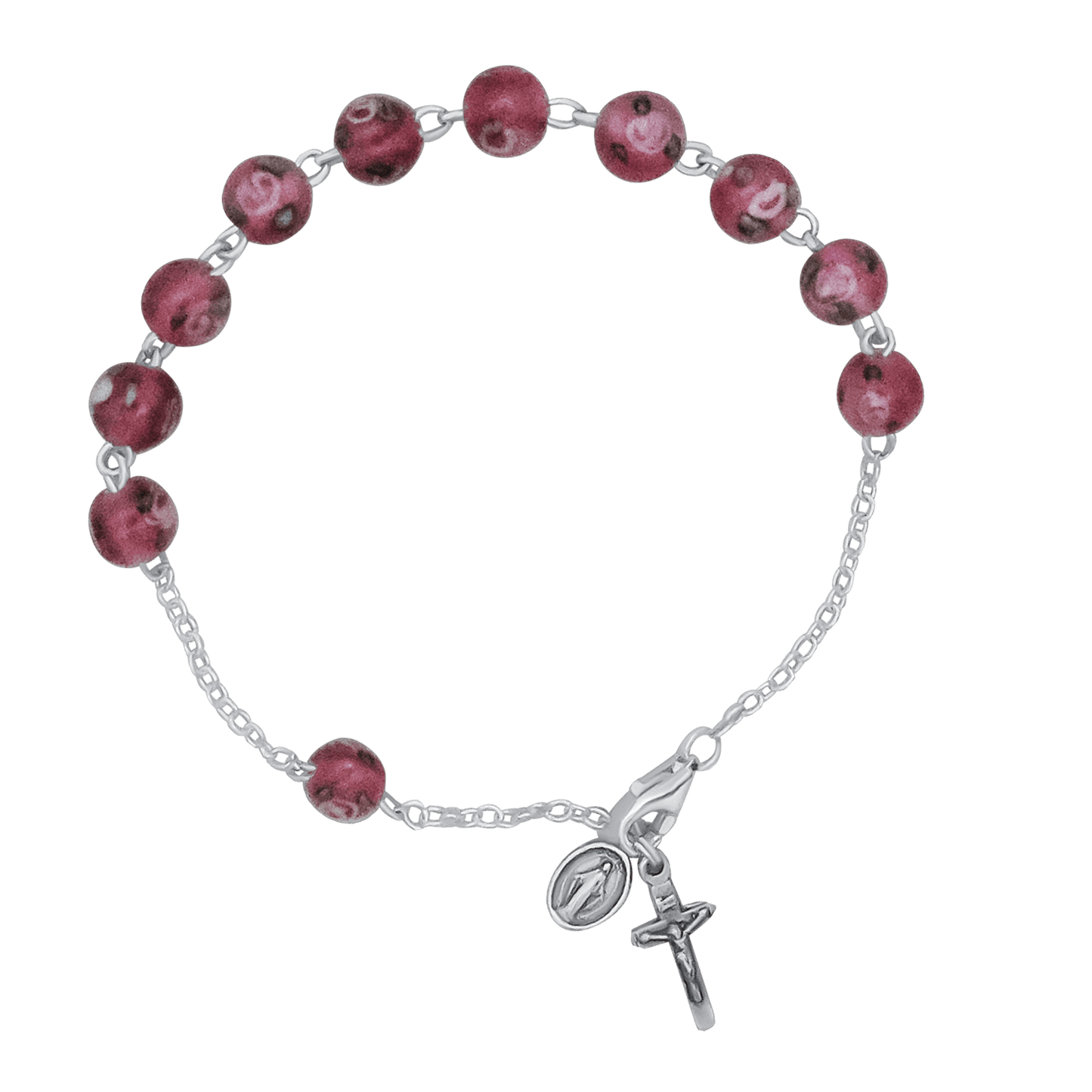 ROSARY BRACELET - PINK MURANO GLASS AND SILVER