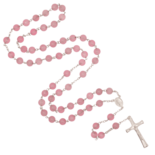 ROSE QUARTZ - ROSARY - SILVER