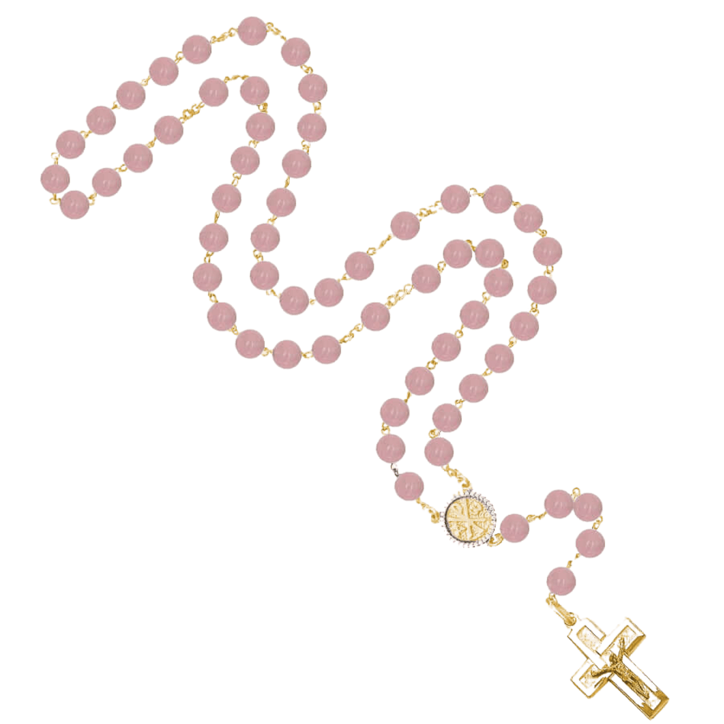 ROSE QUARTZ ROZENKRANS - VERMEIL ZILVER