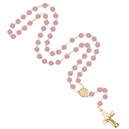 ROSE QUARTZ ROZENKRANS - VERMEIL ZILVER