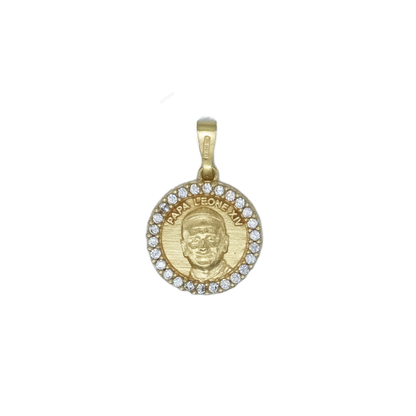 POPE LEO XIV - MEDAL - GOLDEN SILVER AND ZIRCONIA