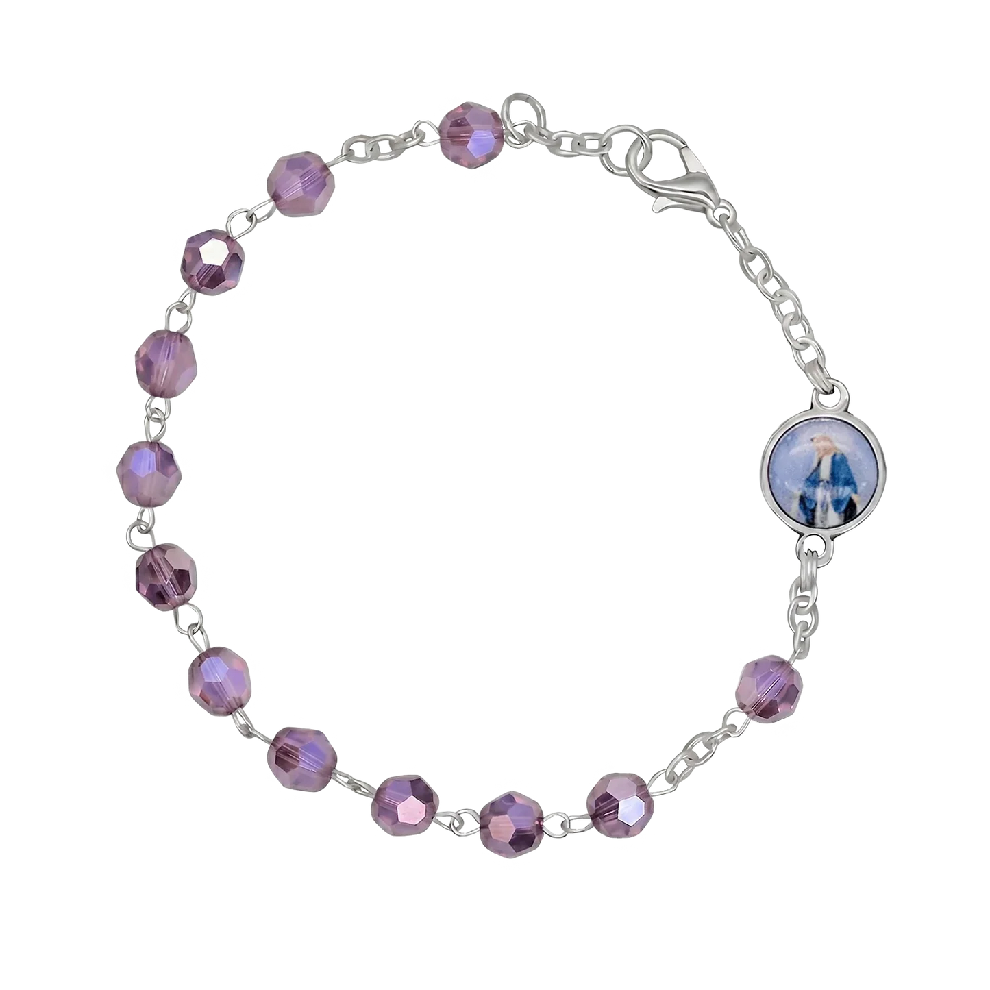 CRYSTAL ROSARY BRACELET - METAL