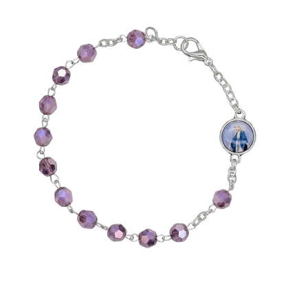 CRYSTAL ROSARY BRACELET - METAL