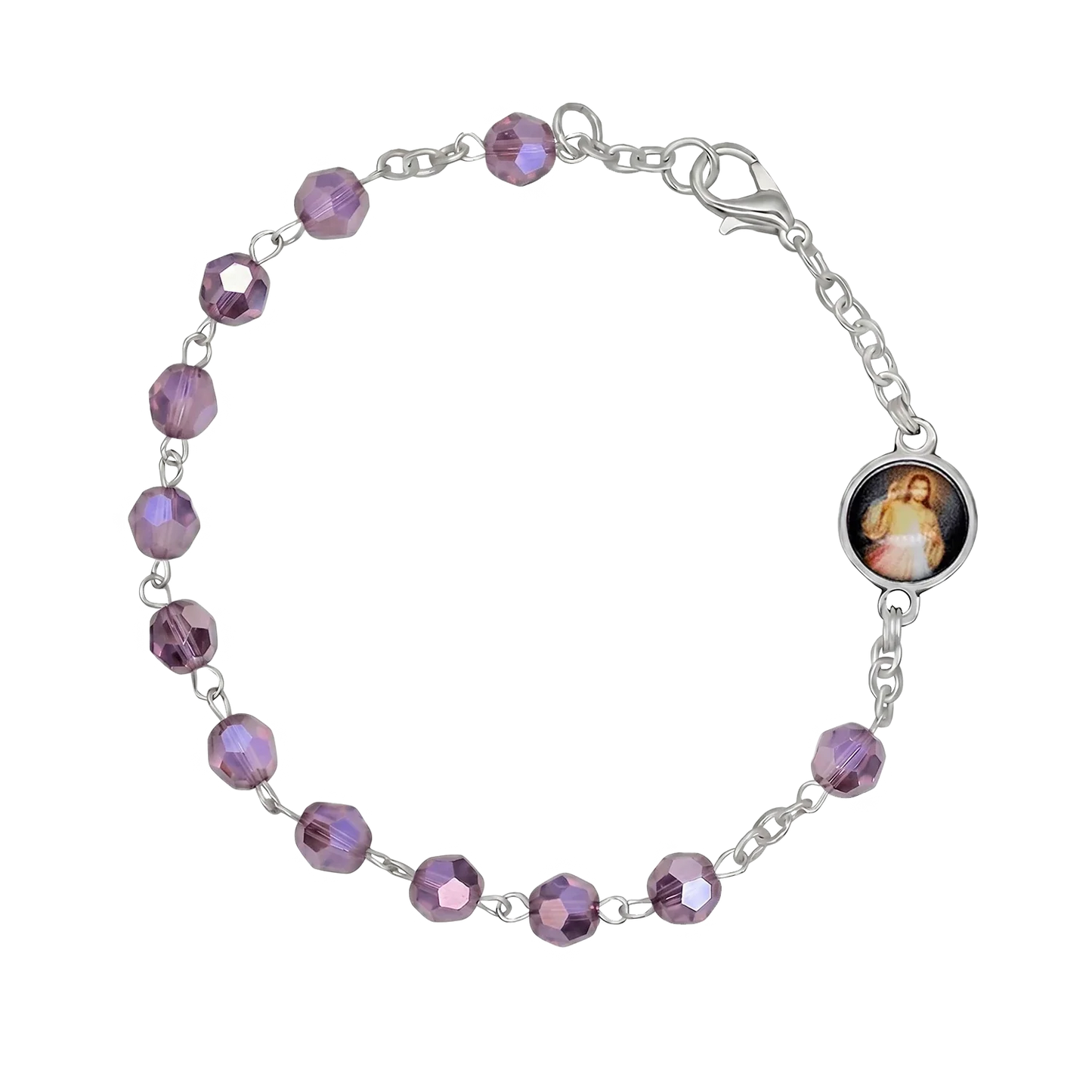 CRYSTAL ROSARY BRACELET - METAL