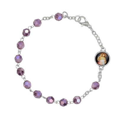 CRYSTAL ROSARY BRACELET - METAL