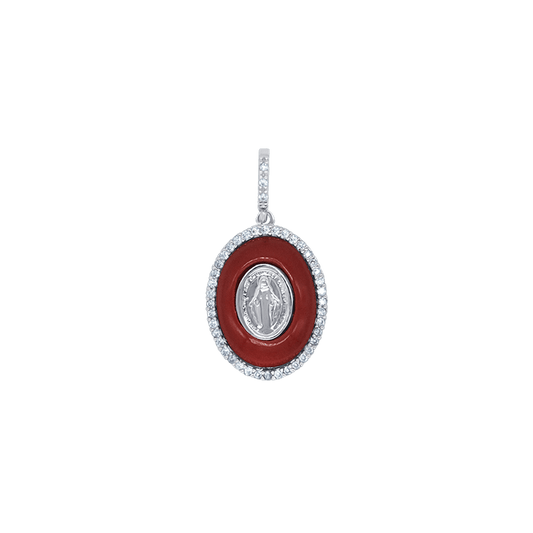 MIRACULOUS MEDAL PENDANT - SILVER AND ZIRCONIA