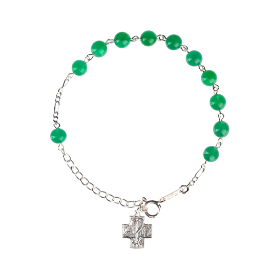 ROZENKRANS ARMBAND - GREEN AGATE - ZILVER