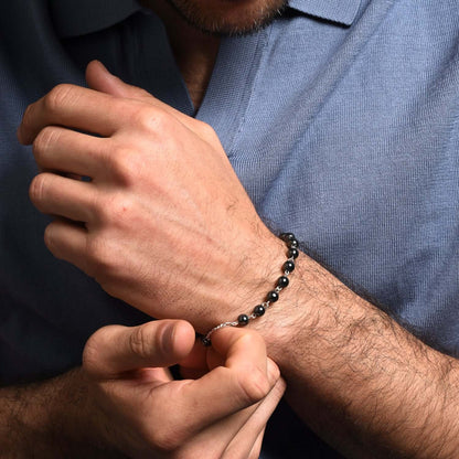 ROSARY BRACELET HEMATITE - SILVER