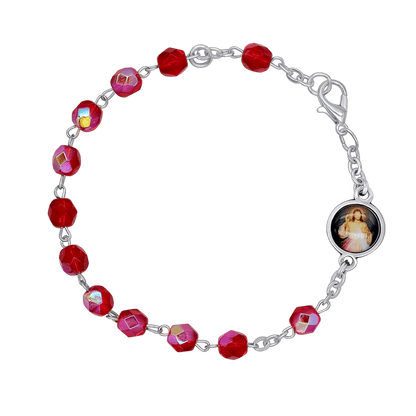 CRYSTAL ROSARY BRACELET - METAL