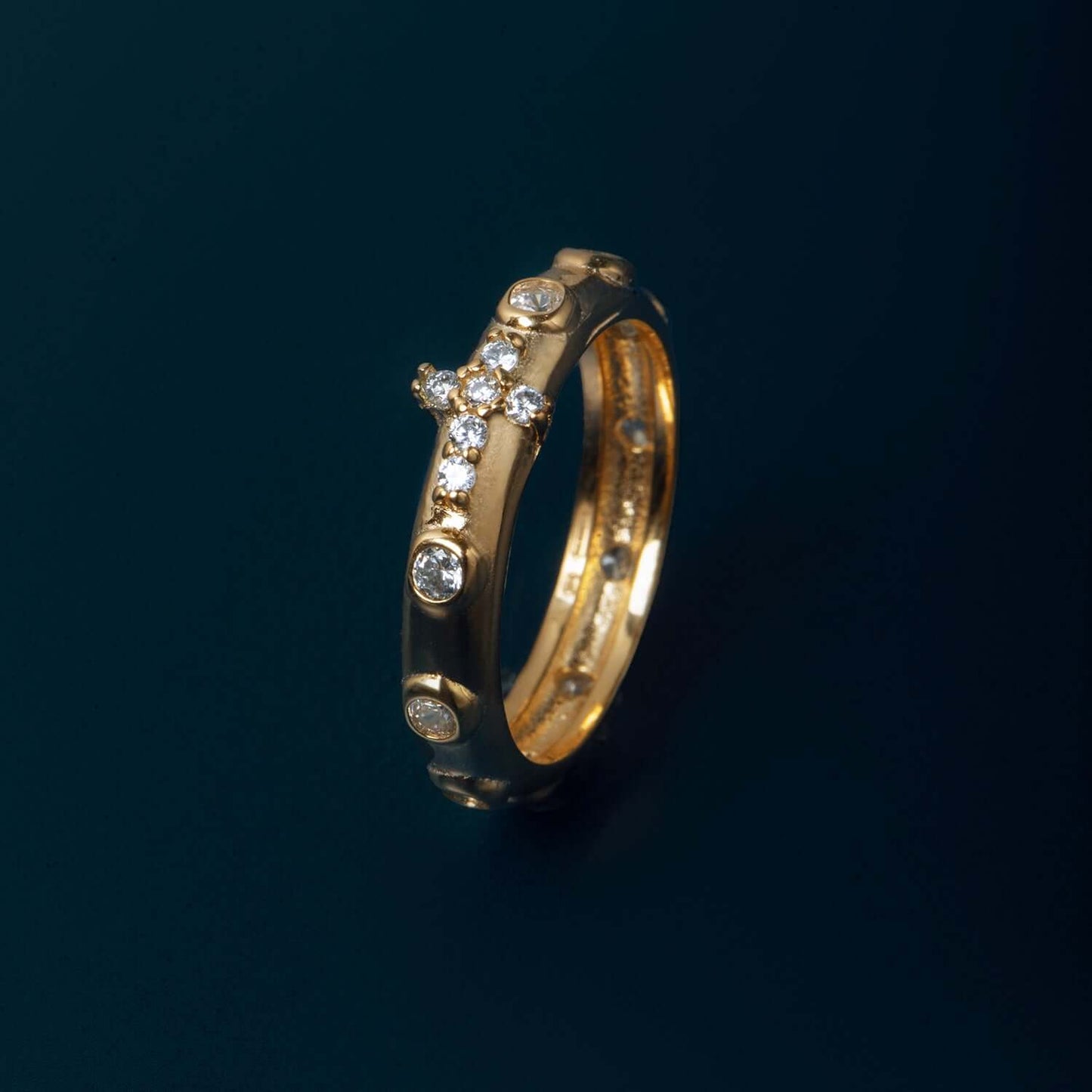 ROSARY RING - ZIRCONIA - VERMEIL SILVER