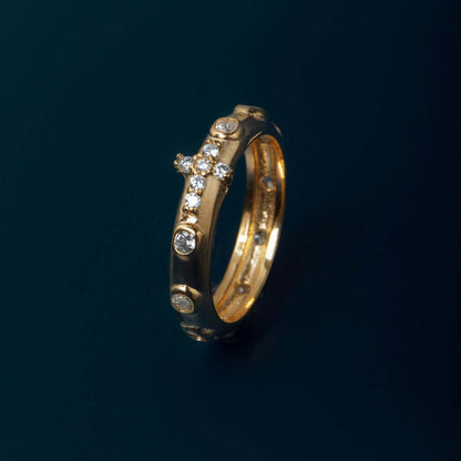 ROSARY RING - ZIRCONIA - VERMEIL SILVER
