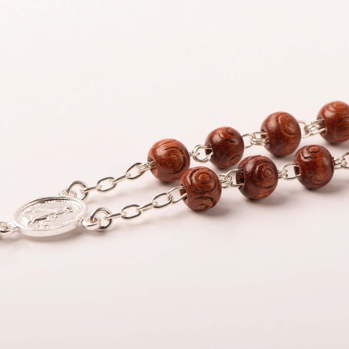 ROSEWOOD KRALEN ROZENKRANS - ZILVER