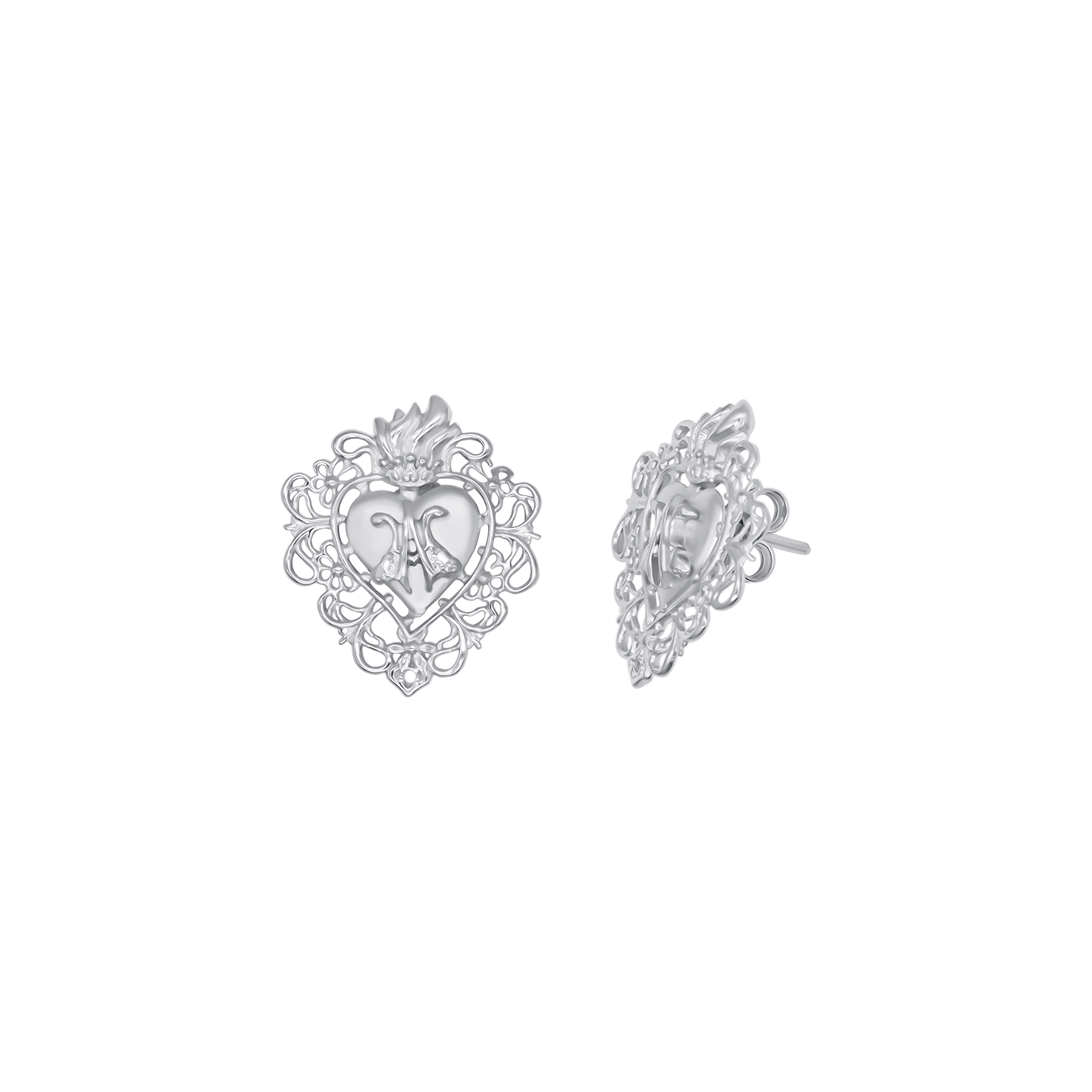 SACRED HEART EARRINGS - ZILVER