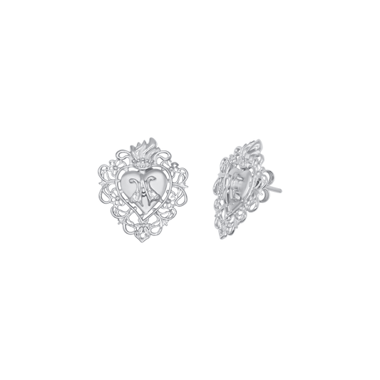 SACRED HEART EARRINGS - SILVER