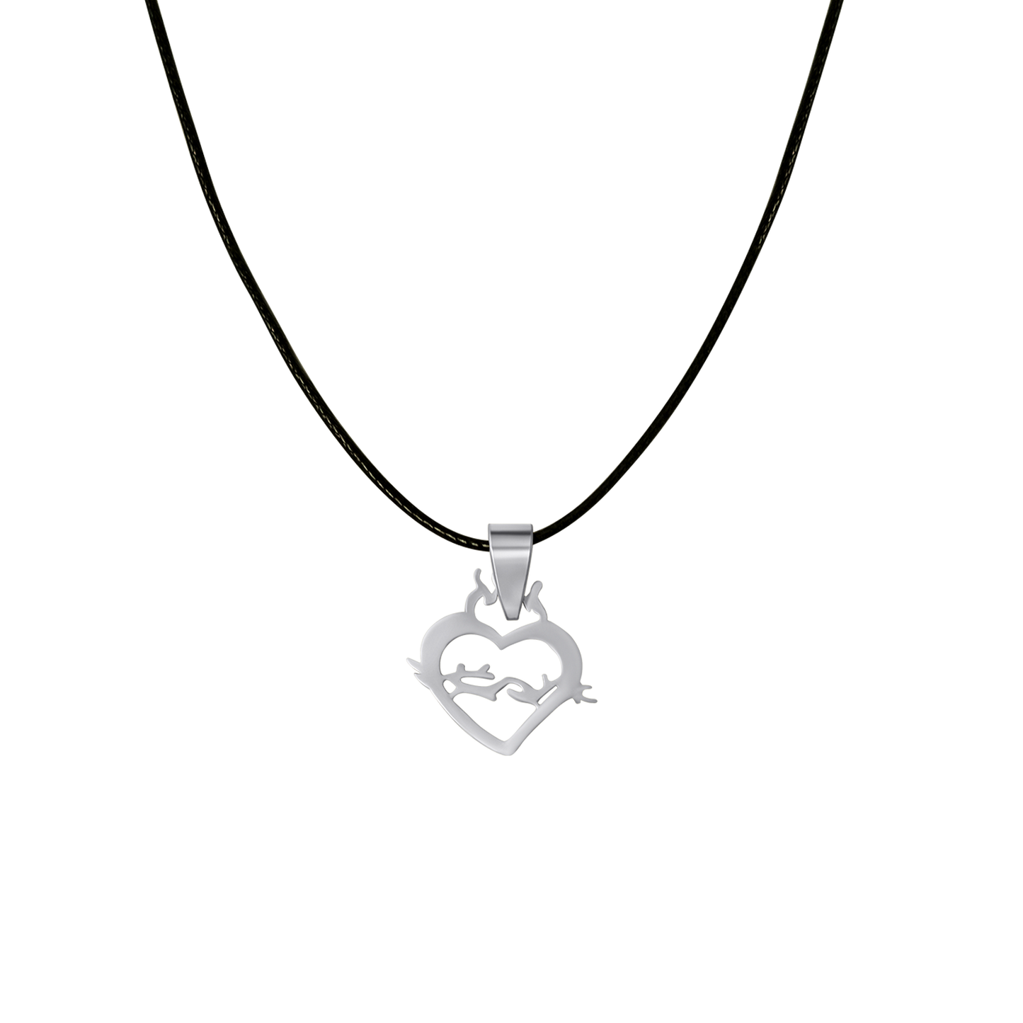 SACRED HEART OF JESUS KETTING - RUBBER CORD EN STEEL