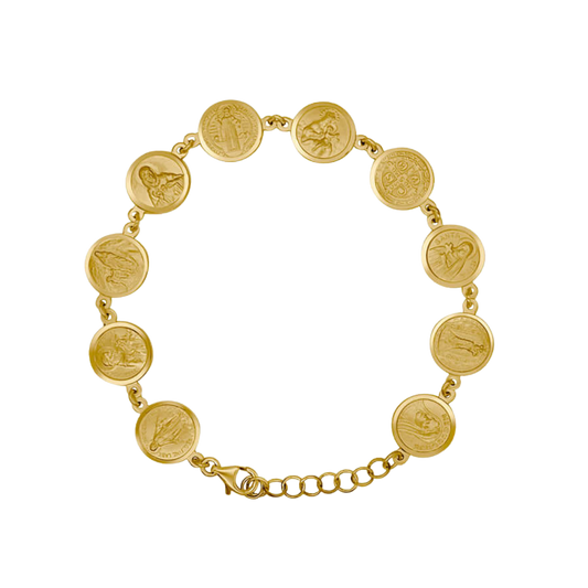 CATHOLIC MEDAILLES ARMBAND - GOUDEN ZILVER