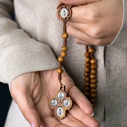 SCAPULAR ROSARY - WOOD AND ROPE