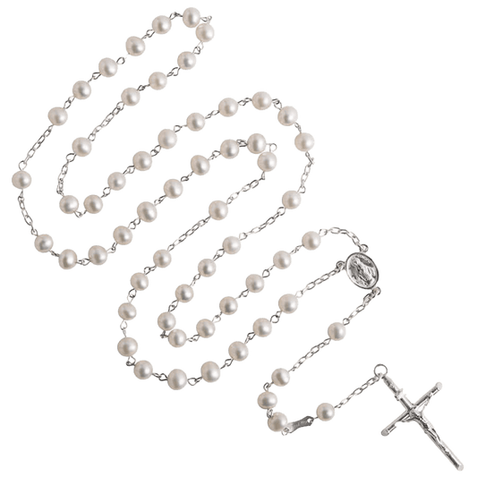 PEARL ROSARY - SILVER