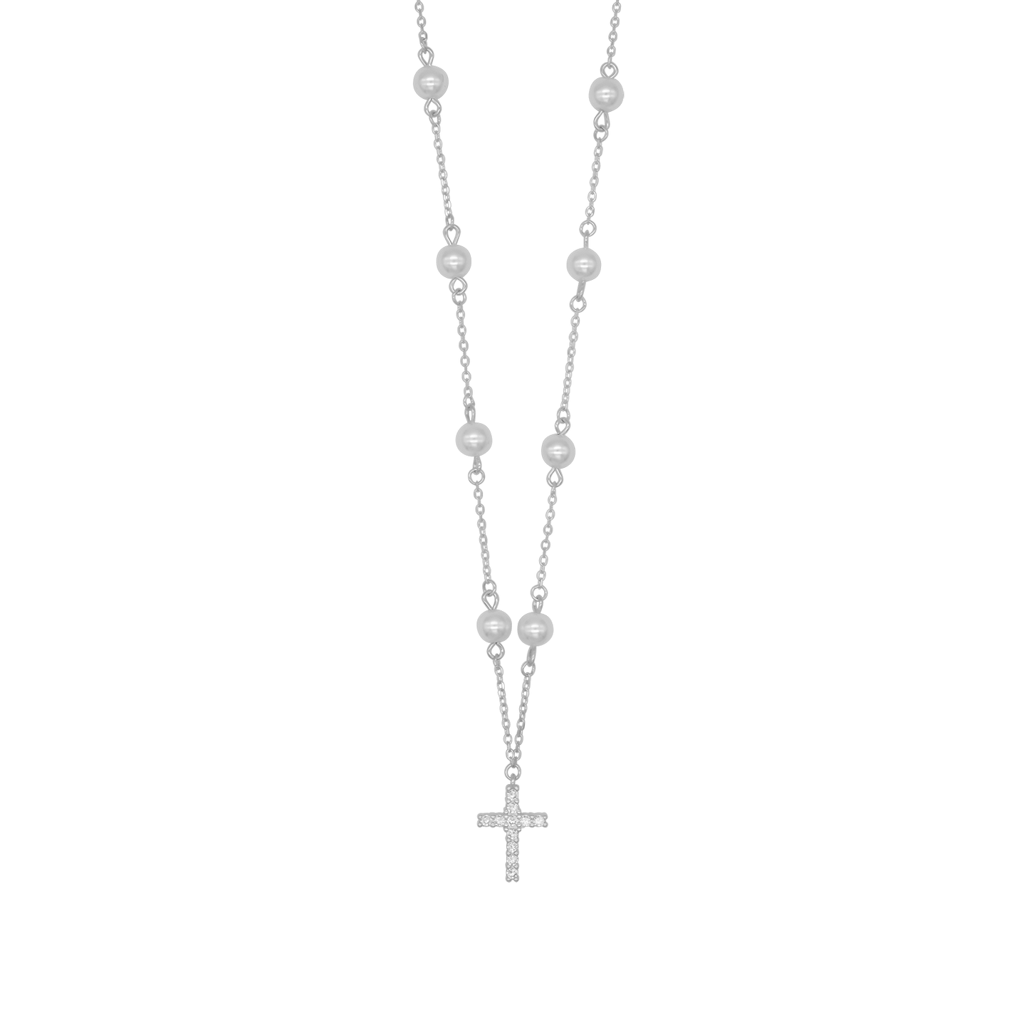 PEARL KRUIS KETTING - ZILVER