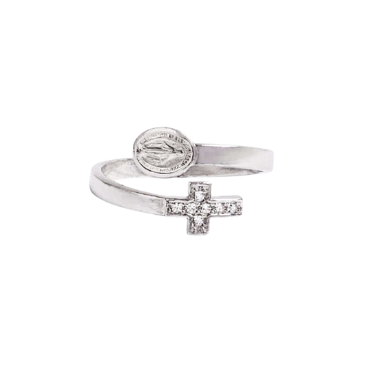MIRACULOUS AND CROSS - RING - SILVER