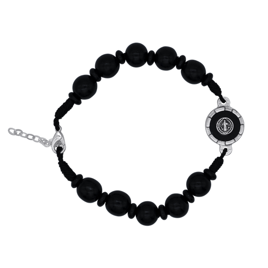 ST BENEDICT - LARGE ROZENKRANS ARMBAND - BLACK