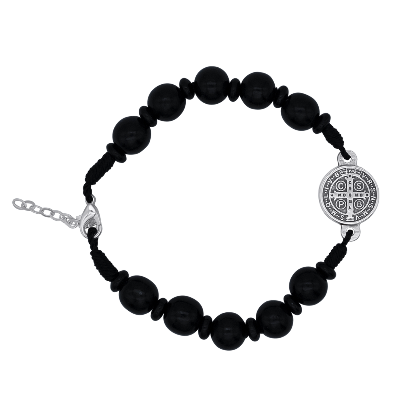 ST BENEDICT - LARGE ROSARY BRACELET - BLACK