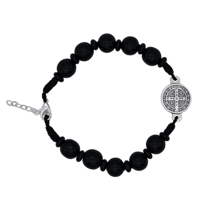 ST BENEDICT - LARGE ROSARY BRACELET - BLACK