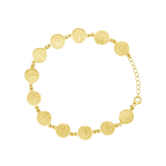 ST BENEDICT MEDAILLES ARMBAND - GOUD