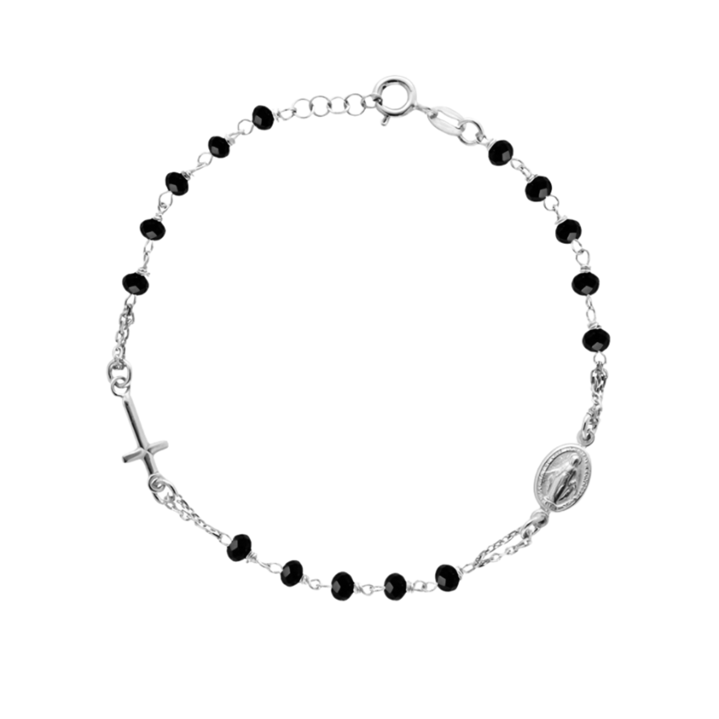MIRACULOUS MEDAILLE EN KRUIS - ARMBAND - ZILVER