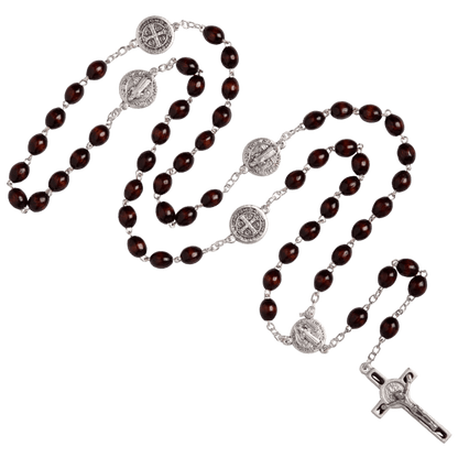 SAINT BENEDICT - WOODEN ROZENKRANS - METAAL