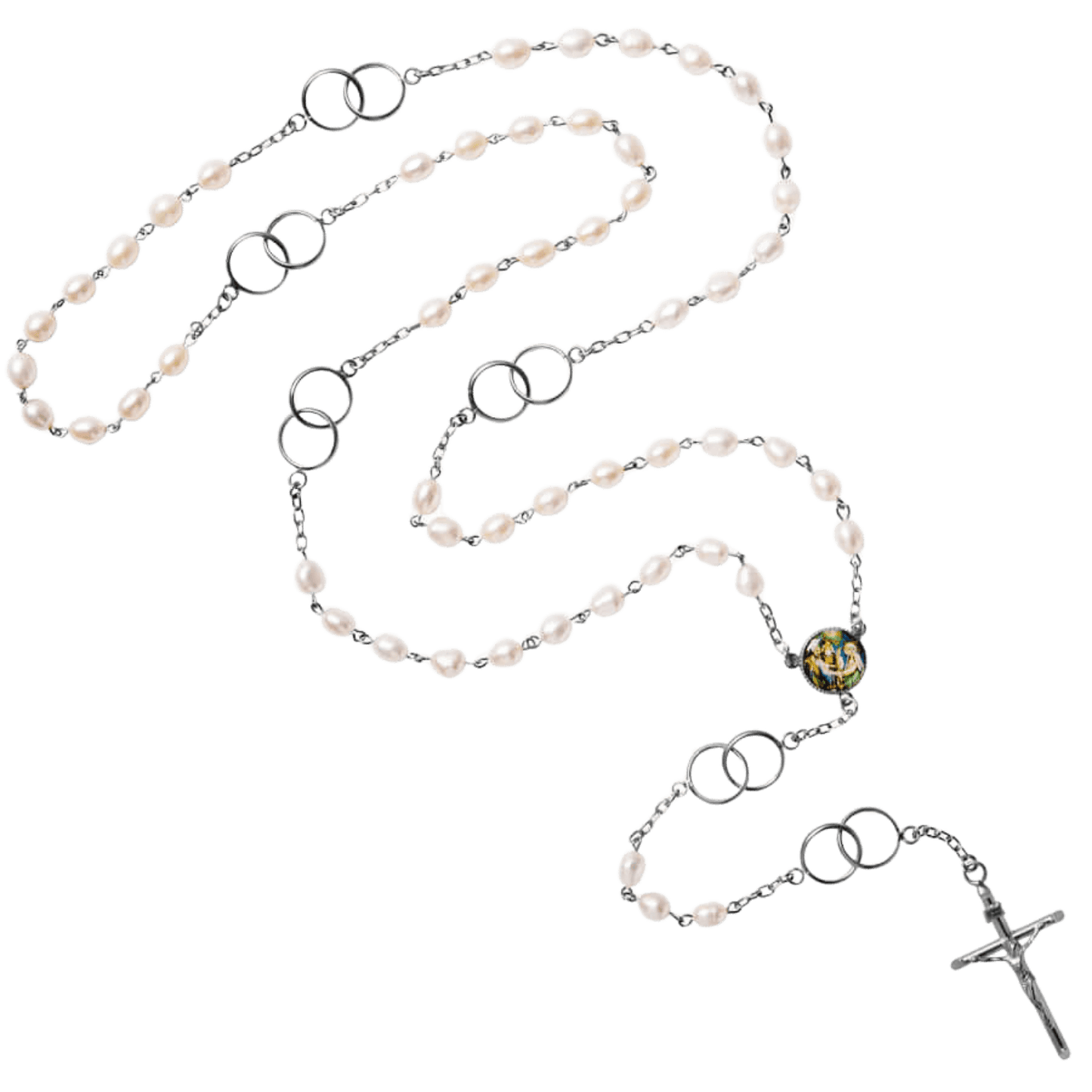MARRIAGE - PEARL WEDDING ROSARY - SILVER