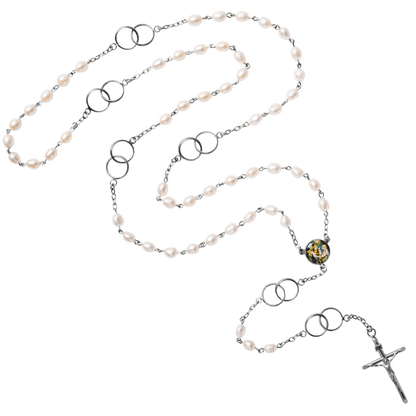 MARRIAGE - PEARL WEDDING ROSARY - SILVER