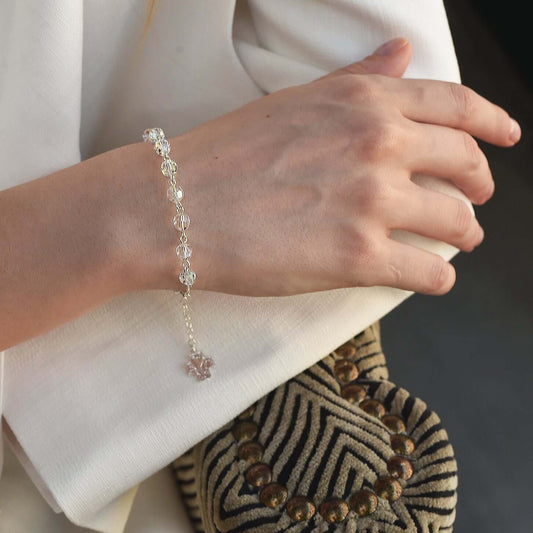 CRYSTAL ROZENKRANS ARMBAND - ZILVER