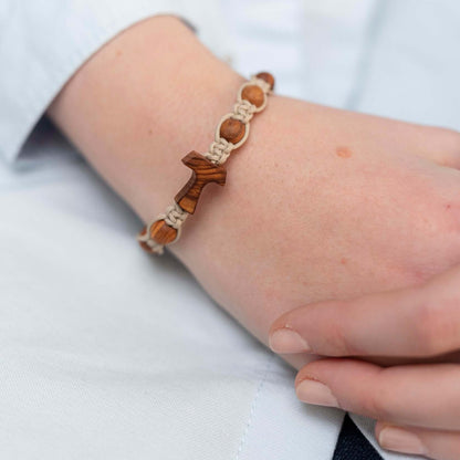 TAU CROSS BRACELET - OLIVE WOOD