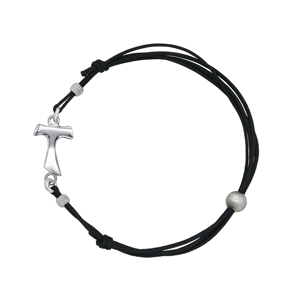 TAU KRUIS - ARMBAND - CORD EN ZILVER