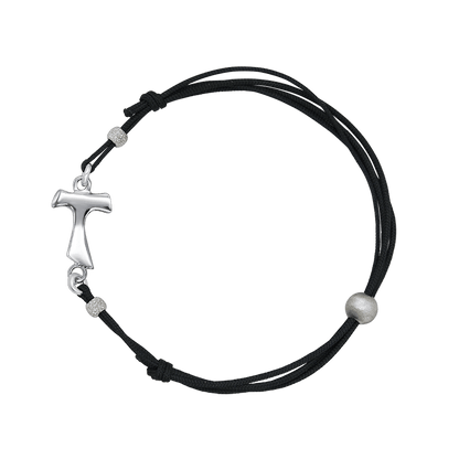 TAU KRUIS - ARMBAND - CORD EN ZILVER