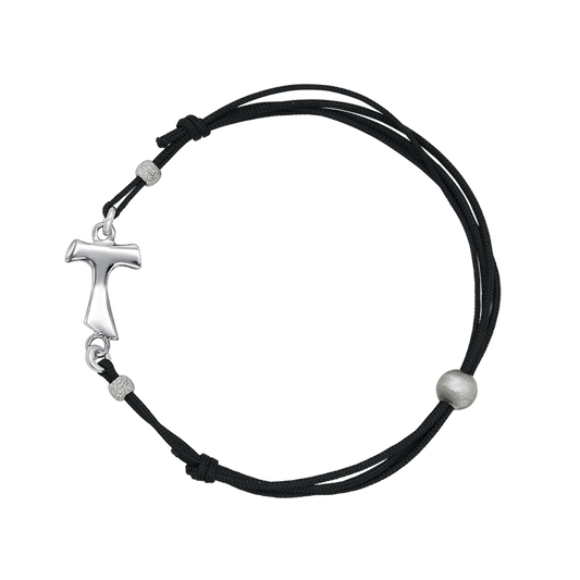 TAU KRUIS - ARMBAND - CORD EN ZILVER