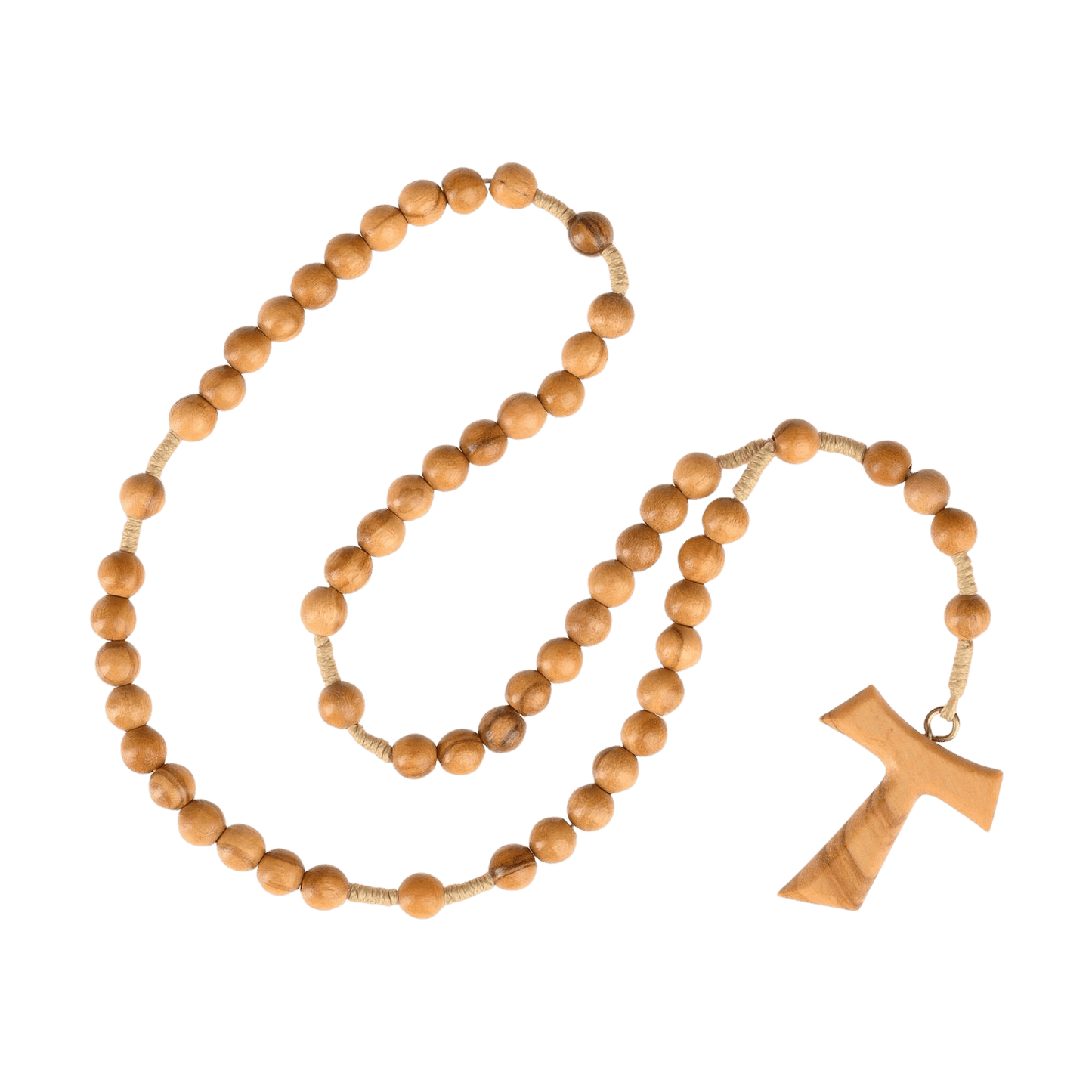 TAU CROSS ROSARY - OLIVE WOOD