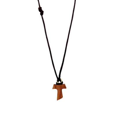 TAU CROSS NECKLACE - ROPE AND WOOD