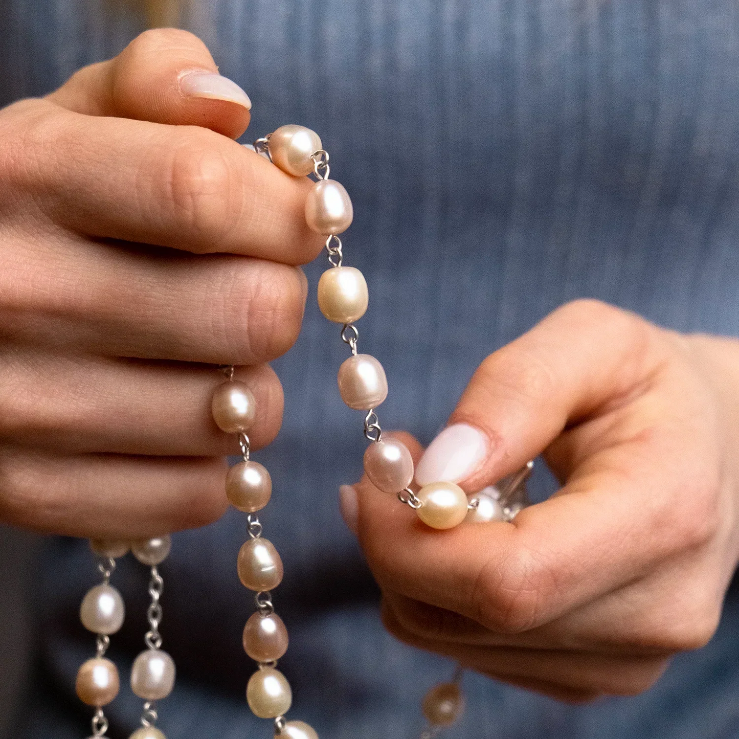 THREE-TONE PEARL ROZENKRANS - ZILVER
