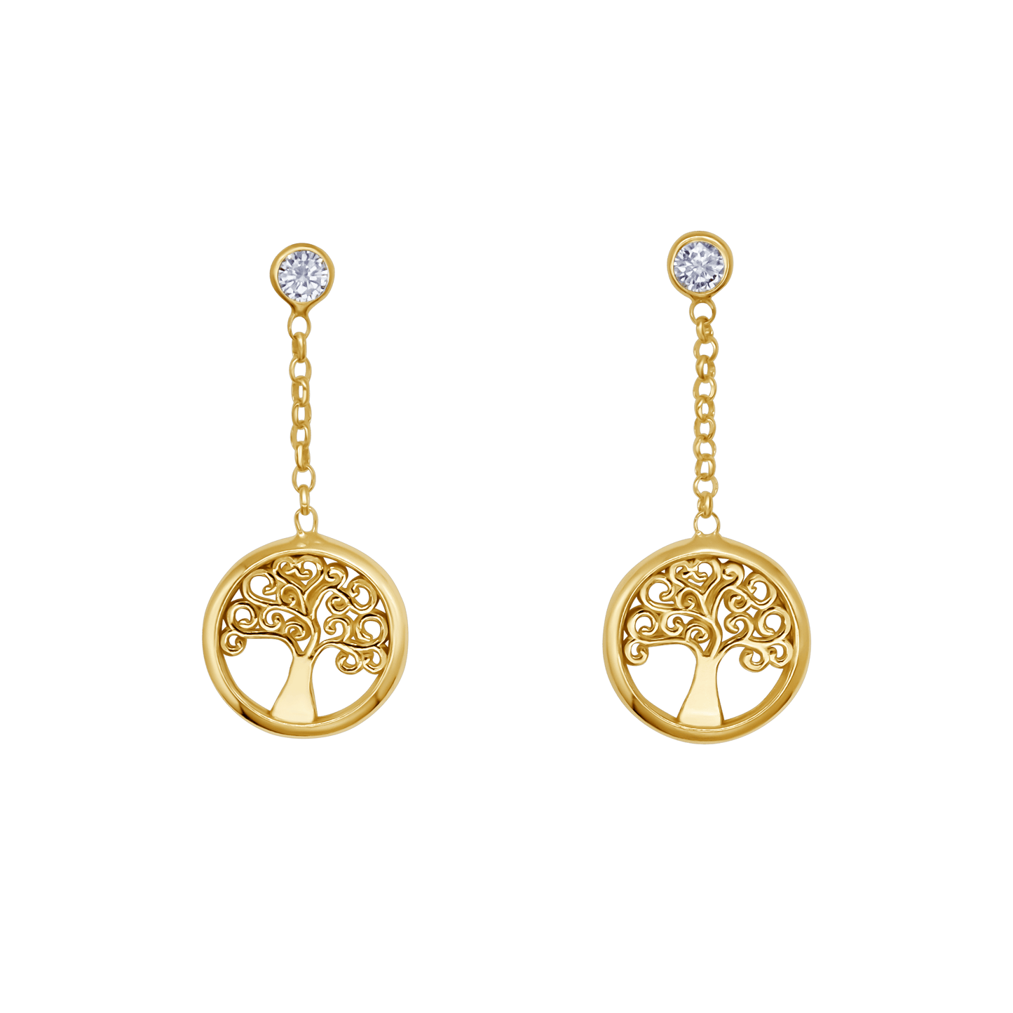 TREE OF LIFE - DANGLING EARRINGS - VERMEIL ZILVER