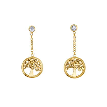 TREE OF LIFE - DANGLING EARRINGS - VERMEIL ZILVER