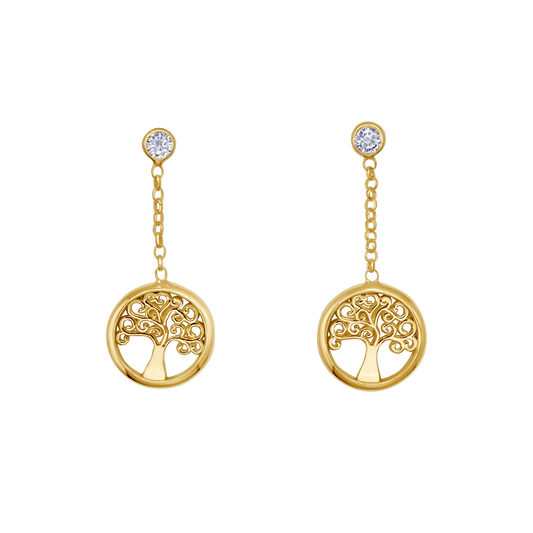 TREE OF LIFE - DANGLING EARRINGS - VERMEIL ZILVER