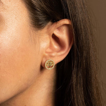 TREE OF LIFE - EARRINGS - VERMEIL ZILVER EN ZIRKONIA